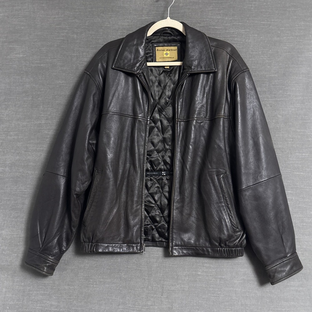 Vintage Boston Harbour Leather Bomber Jacket M Brown Quilt Lining Butter Soft